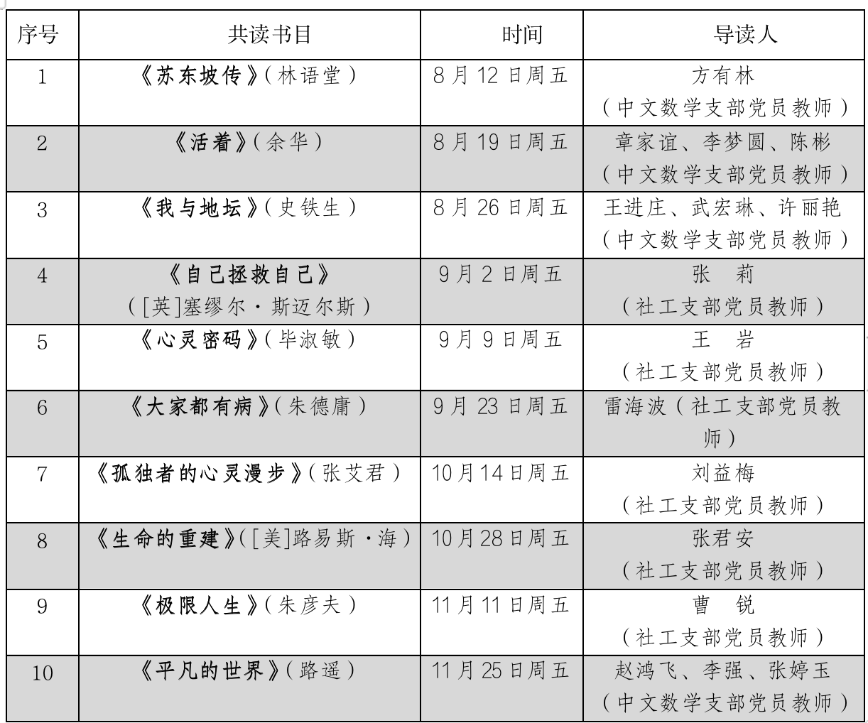 分享会时间安排表